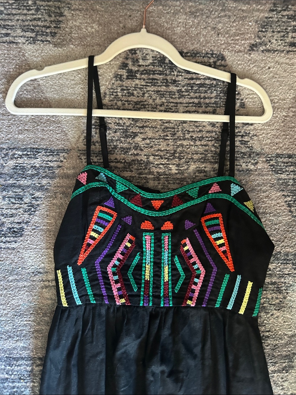 Staring at Stars Black Mini Dress with Multicolor Embroidered Bodice - Picture 2 of 6